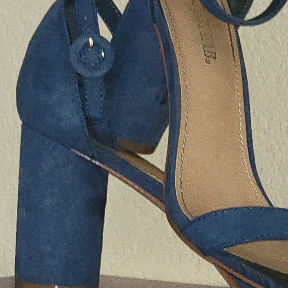Slate Blue Cylindrical Heel Sandals - Picture 6 of 16